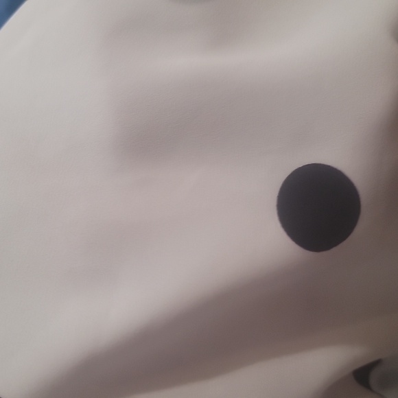 Tempted Los Angeles black white polka dot ruffled sleeveless blouse top L - Picture 6 of 6